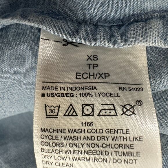 Gap Chambray Denim Side Button Wrap Dress Midi Women's Size XS - Picture 3 of 8